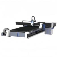 Machine de découpe laser à fibre automatique à grande vitesse 2-en-1 entièrement couvrante avec rail de guidage Cypcut Hiwin pour tôles et tubes métalliques CNC 3 axes