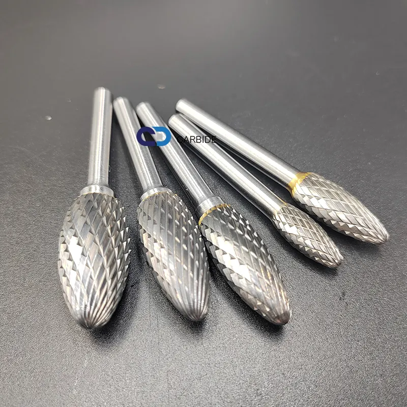 OEM SH Tungsten Carbide Rotary Burr Cutter 1/4 inch 6mm 6.35mm Shank Double Cut Die Grinder Burr Bit