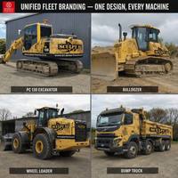 Autocollants de camouflage personnalisés Huiming pour excavatrice, motif nid d'abeille intégral, logo de l'entreprise et marquage du site web, série Komatsu PC