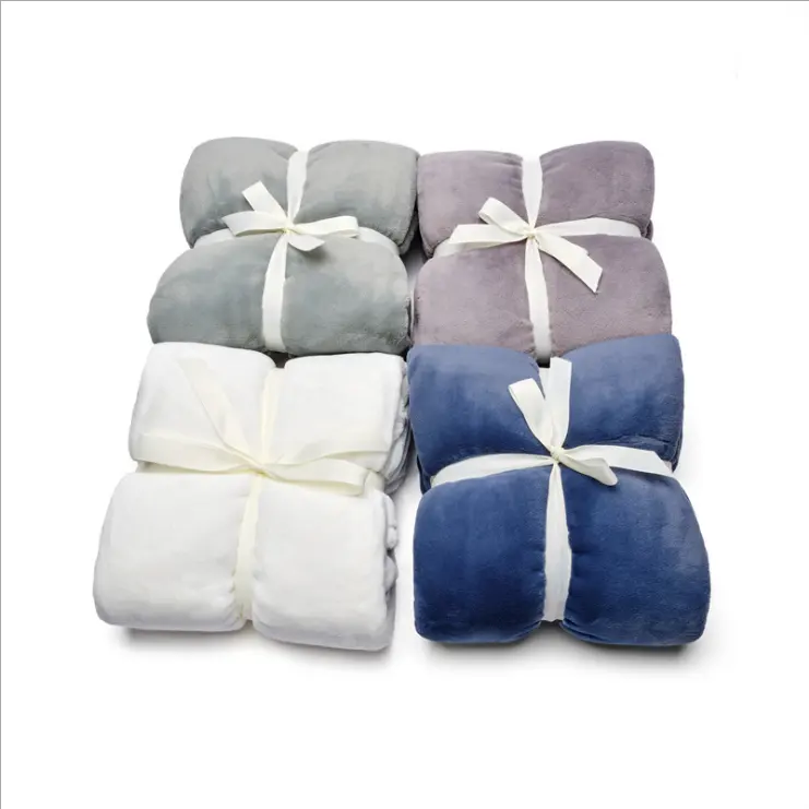 High Quality Lightweight Super Soft Plush Luxury Microfiber Flannel Sherpa Blanket Coral Fleece Blanket