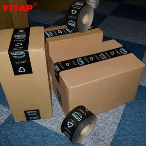 Paquete de sellado de cajas activadas por agua, cinta de papel Kraft con logotipo personalizado impreso, 100m