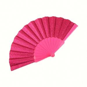 Abanico de Mano de Plástico con Purpurina de Estilo Clásico de 23 cm, Ecológico e Impermeable, para Baile Decorativo, Venta al por Mayor - Product Image 1