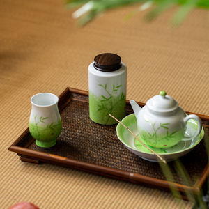 Hand Painted Green Bamboo Ceramic <b>Teacup</b> Porcelain Kung Fu Tea Cup Single Master Cup For Chinese Tea Ceremony Gift - Product Image 5
