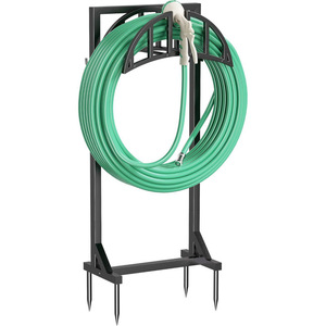 Soporte para manguera de jardín, soporte metálico para almacenamiento de manguera, con capacidad para 150 pies de manguera, soporte independiente para colgar mangueras. - Product Image 5