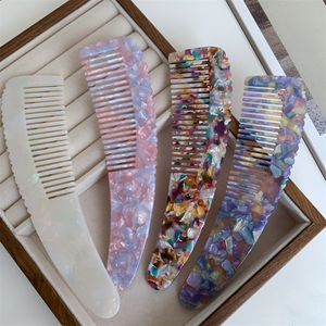 Sheshares Dainty หวีผมอะซิเตทหนาแบบเกาหลีป้องกันไฟฟ้าสถิตย์ขนาดใหญ่หวีแต่งผมได้ตามต้องการ - Product Image 1