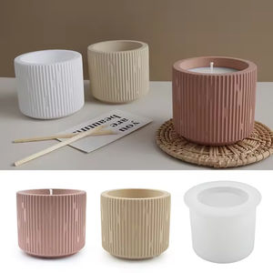Molde de silicona para velas con rayas redondas Early Riser, portavelas, maceta de cemento y yeso, tarro para velas, molduras decorativas para el hogar - Product Image 6