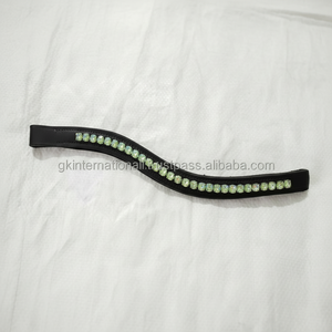 หนังวัวคริสตัลสีเขียวมรกตประดับหินคริสตัสแบบใหม่มีแผ่นรองคิ้วลายม้า - Product Image 1