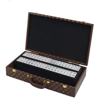 Mahjong américain de luxe personnalisé avec boîte en cuir, ensemble de 166 pièces avec pions de mahjong