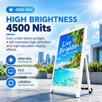 Écran publicitaire numérique portable d'extérieur IP65 LED P2.5 4500 Nits haute luminosité alimenté par batterie pour magasin de détail