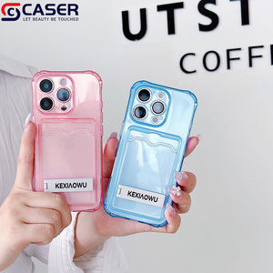 Cubierta de teléfono con soporte de tarjeta de TPU transparente resistente a caídas de cuatro esquinas de borde recto para <span class=keywords><strong>iPhone</strong></span> 16E 16 15 14 Plus13 <span class=keywords><strong>12</strong></span> 11 Promax - Product Image 5