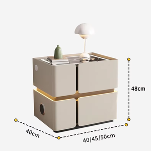 New Model Bedside Table Personalized Tempered Glass <b>USB</b>/Wireless Charging LED Light Modern Bedroom Furniture A60 Bedroom Bedside - Product Image 6
