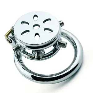 FRRK Super Hot Male Painful Chastity Devices Flat Short Chastity Cage Stainless Penis Ring