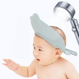 Topi mandi bayi silikon dapat diatur perlindungan aman Visor mandi untuk bayi balita anak-anak anak-anak