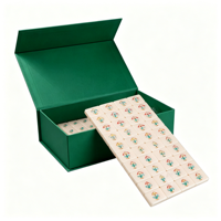 Boîtes cadeaux pliantes en papier magnétique vert avec logo en feuille d'or personnalisé, impression personnalisée, plusieurs couleurs, pour les tuiles de mahjong