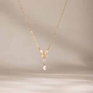 Collana a Y J&D Jewelry in Acciaio Inossidabile Placcato Oro 18K con Farfalla, Cuore e Zirconia Cubica Taglio a Pera, Gioielli Delicati Stile Dolce - Product Image 5
