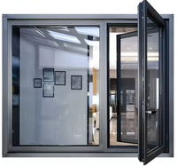 Fenêtre à battant en alliage d'aluminium à rupture de pont thermique JUNYAO AS2047 NFRC, double vitrage insonorisé PA66, testée anti-ouragan, pour villas et hôtels