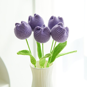 ดอกทิวลิปถักไหมพรมทำมือแบบใหม่ ขายส่ง หลายสี ดอกไม้โครเชต์ - Product Image 6