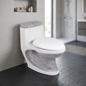Gold Line Colored Bathroom Water Closet Porcelain Sanitary Ware New Design White Villa One Piece Toilet - Product Image 2