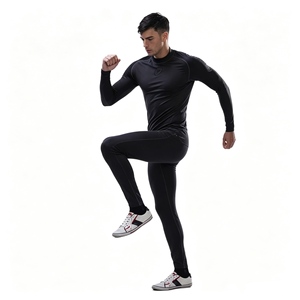 Conjunto de <span class=keywords><strong>Camiseta</strong></span> Negra de Manga Larga para Hombre, Pantalones Cómodos Sin Costuras, <span class=keywords><strong>Camiseta</strong></span> Larga Deportiva, Ropa <span class=keywords><strong>Interior</strong></span> Deportiva - Product Image 5