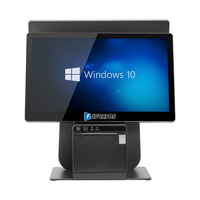 Terminal de point de vente avec imprimante thermique, base en aluminium, double écran, caisse enregistreuse, lecteur de code-barres NFC