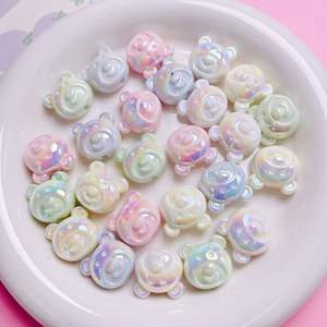 Hand Painted Bear Head Straight Hole <b>Beads</b> Cream UV Acrylic DIY Bracelet Mobile Phone Chain Accessories <b>Plastic</b> & Lucite <b>Beads</b> - Product Image 1