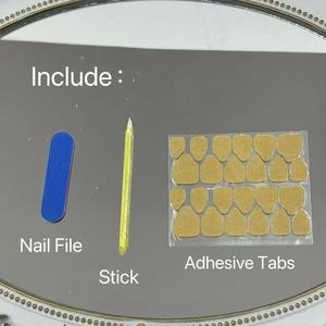 Venta al por mayor de <span class=keywords><strong>manicura</strong></span> de uñas de alta calidad 3D perla reutilizada ataúd almendra cuadrado brillo uñas arte Gel prensa en las uñas con pegamento - Product Image 3