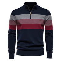 Pull en tricot rayé pour homme à fermeture éclair 1/4, très vendu
