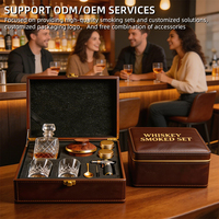 Kit de fumage de cocktails en bois de style ancien de haute qualité avec copeaux de bois, torche dorée et coffret cadeau en verre pour la mixologie et les mariages – Offre Spéciale