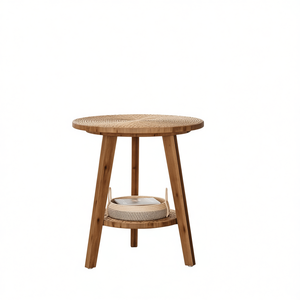 Tavolino da Caffè in Rattan con Ripiano Portaoggetti per Soggiorno, Design Moderno Scandinavo - Product Image 1