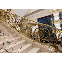 Fabrication de garde-corps d'escalier de luxe pour l'intérieur garde-corps d'escalier en laiton antique doré pour villa