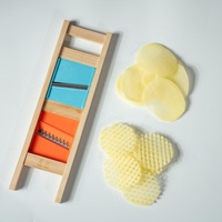 2-in-1 groentehakker, wafel- en grid-snijder, mandoline-snijder van massief hout, handmatige professionele keukenhulp, in doos