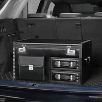 Organisateur de coffre de voiture haut de gamme en cuir, boîte de rangement de luxe pour coffre de voiture, grande capacité, robuste, simple et élégant pour SUV avec serrure
