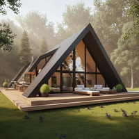 Maison d'appartement moderne de luxe à structure triangulaire en acier - Conception imperméable, durable et écologique pour salon et cour
