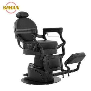 Fauteuil de Barbier Électrique Siman en Cuir Noir Pur, Chaise Métallique Portable Robuste, Mobilier Commercial pour Salon et Utilisation en Salle de Sport – Offre Spéciale - Product Image 4