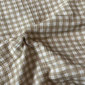 Tissu en mousseline <span class=keywords><strong>double</strong></span> couche 100 % <span class=keywords><strong>coton</strong></span>, doux et écologique, à faible MOQ, imprimé sur mesure pour vêtements <span class=keywords><strong>de</strong></span> bébé et textiles <span class=keywords><strong>de</strong></span> maison - Product Image 1