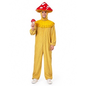 Costume de combinaison <span class=keywords><strong>champignon</strong></span> pour adulte avec chapeau de <span class=keywords><strong>champignon</strong></span> à pois rouges et blancs, vêtement amusant pour Halloween PLAN-008 - Product Image 5