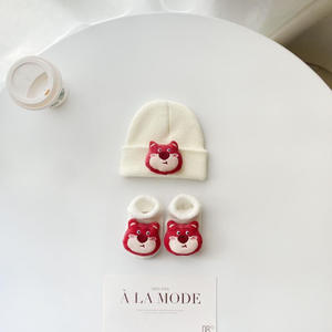 Blanc bébé peau amicale automne hiver tricoté chapeau épais chaussettes confortable fil bonnet pour unisexe infantile jeune âge nouveau-né - Product Image 6