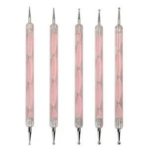 5Pcs Purple Blue Steel Dotting Pen Set Acrylic Handle Rhinestone Picker Nail Art Decoration Tools - Product Image 6