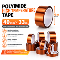 Ruban isolant en polyimide Amber Battery 40 mm x 33 m, film résistant à la chaleur haute température, ruban Pi pour le masquage des circuits imprimés et l'électronique