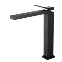 Robinet de lavabo carré moderne et minimaliste en cuivre massif, monocommande eau chaude et froide, en céramique, style haut, gris anthracite pour salle de bain