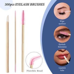 Brosses à cils et à lèvres jetables en nylon avec manche en bambou écologique – Vente en gros - Product Image 2