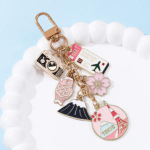 Portachiavi Creativo a Forma di Fotocamera, Biglietto Aereo, Luoghi Panoramici Internazionali, Vino, Smalto, Grazioso Charm per Zaino, Regalo per Amici - Product Image 3