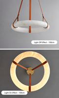 Lustre suspendu en pierre de nuage imitation albâtre de luxe, laiton brossé doré, LED chaude, pour villa, salle à manger, hôtel, projet sur mesure