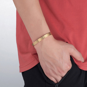 Pulsera de Acero de Titanio con Mantra Dorado Taoísta y Sello Antiguo, Joyería Protectora, Color Dorado, Tendencia Nacional - Product Image 2