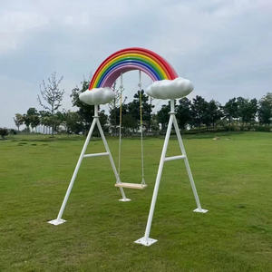 Balançoires intérieures romantiques, design nuage blanc arc-en-ciel bord de mer, équipement de photographie populaire, installations de parc d'attractions pour enfants - Product Image 2