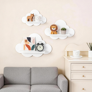 Étagère murale en plastique non pliable, style nuage de dessin animé, à une seule couche, non perforée, pour usage domestique - Product Image 2