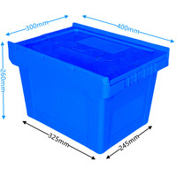 Boîtes de rangement en plastique pliables et recyclables de 400*300*260 mm avec couvercle à charnières, empilables et emboîtables