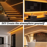 Lampu Strip LED 24V 3000K yang Dapat Dipotong dan Dapat Diatur dengan Remote Control, LED COB Fleksibel Tinggi untuk Ruang Tamu