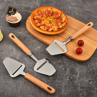 Coupe-fromage en acier inoxydable 430, lame robuste, pelle à pizza manuelle de qualité supérieure, spatule avec manche en bois de hêtre