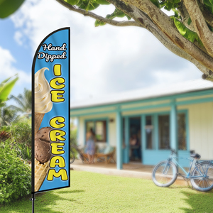 2.5*11.5 FT ICE CREAM High Quality Custom Feather <b>Flags</b> Beach <b>Flag</b> for Beach Party and Advertising Promotions - Product Image 5